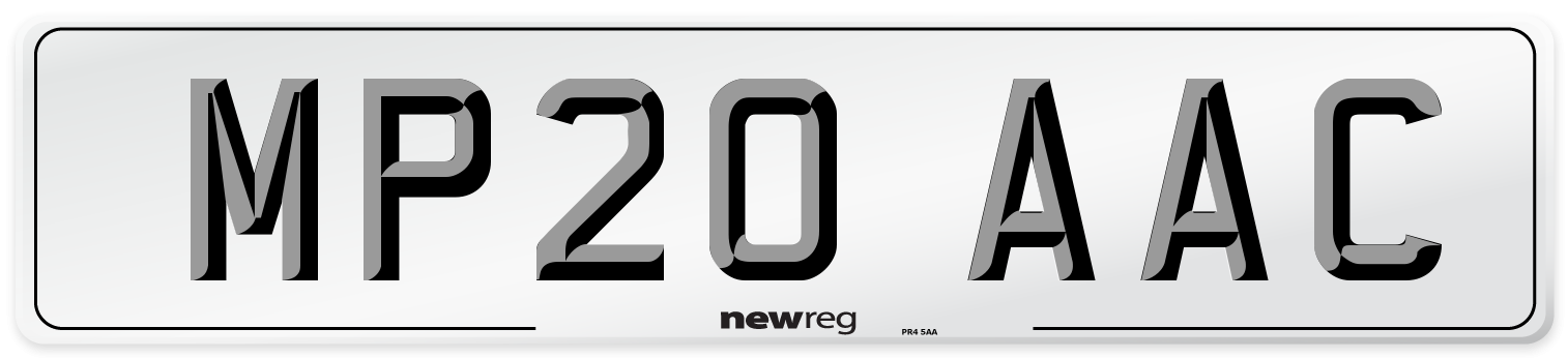 MP20 AAC Number Plate from New Reg